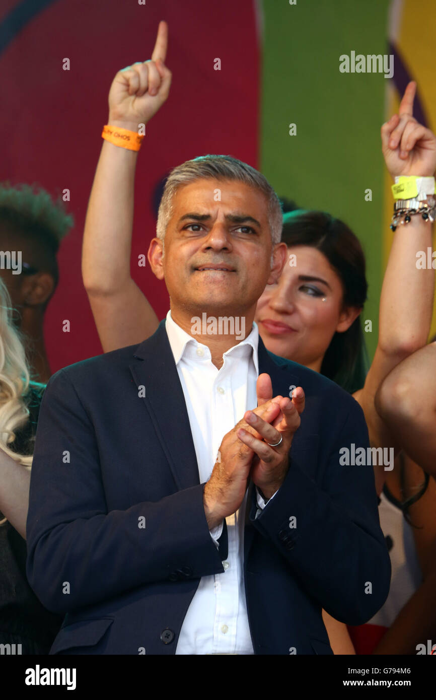 London, UK. 25. Juni 2016. Sadiq Khan, Bürgermeister von London, anlässlich der Pride-London-Parade in London, wo das Thema #nofilter Credit ist: Paul Brown/Alamy Live News Stockfoto