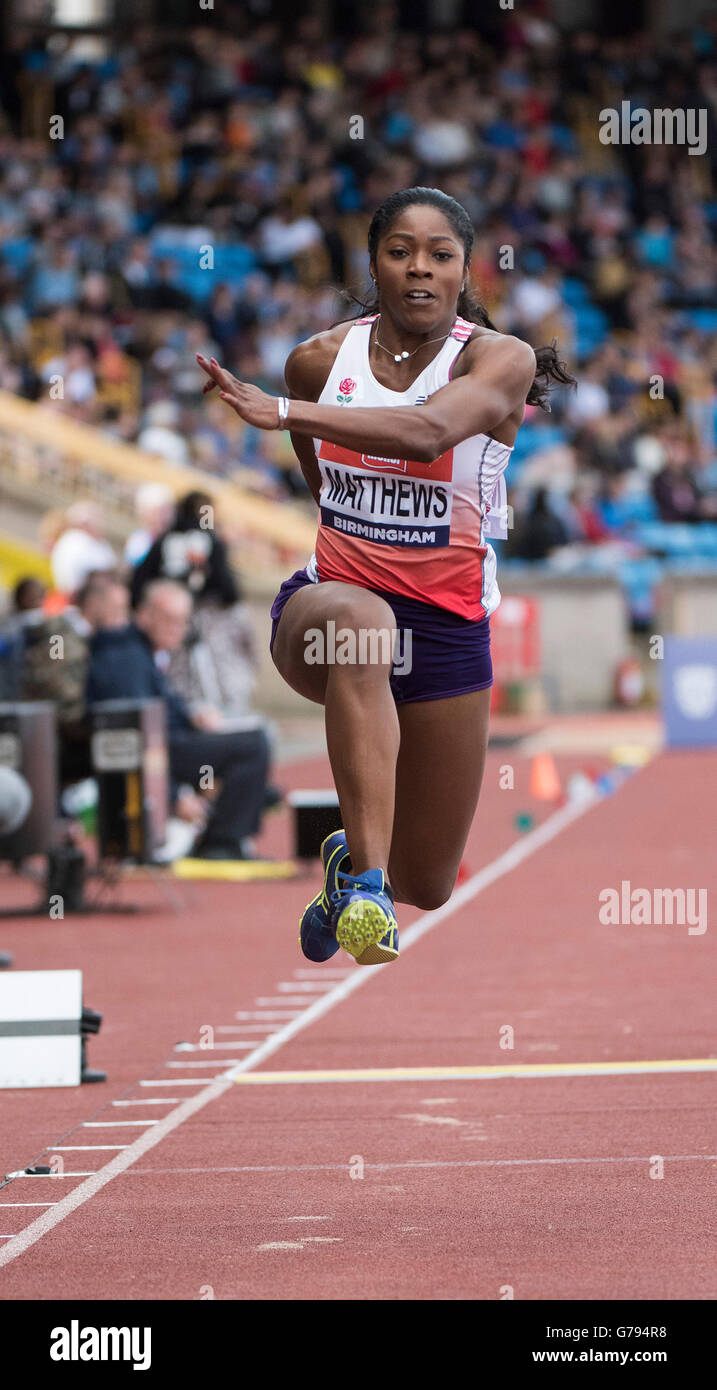 Alexander-Stadion, Birmingham, UK. 25. Juni 2016. Der britischen Leichtathletik-Weltmeisterschaft 2016. Chioma Matthews konkurriert in der Womens Triple Jump Finale bei der britischen Leichtathletik-Weltmeisterschaft in Birmingham. Bildnachweis: Aktion Plus Sport/Alamy Live-Nachrichten Stockfoto