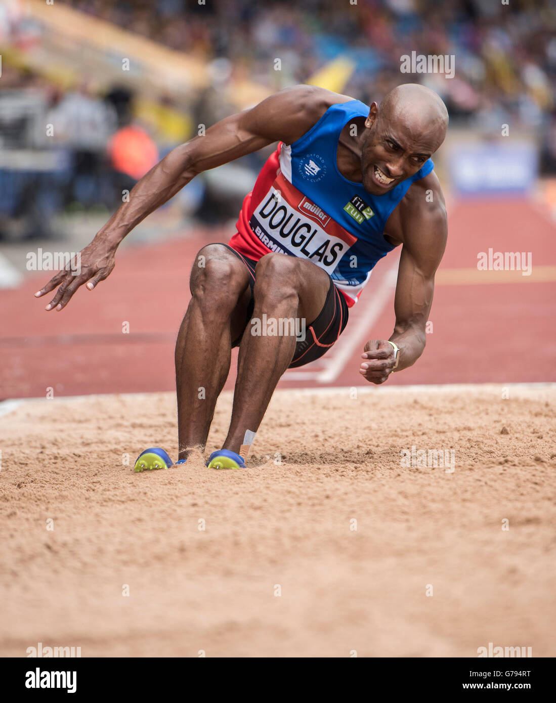 Alexander-Stadion, Birmingham, UK. 25. Juni 2016. Der britischen Leichtathletik-Weltmeisterschaft 2016. Nathan Douglas konkurriert in der Mens Triple Jump Finale bei der britischen Leichtathletik-Weltmeisterschaft in Birmingham. Bildnachweis: Aktion Plus Sport/Alamy Live-Nachrichten Stockfoto