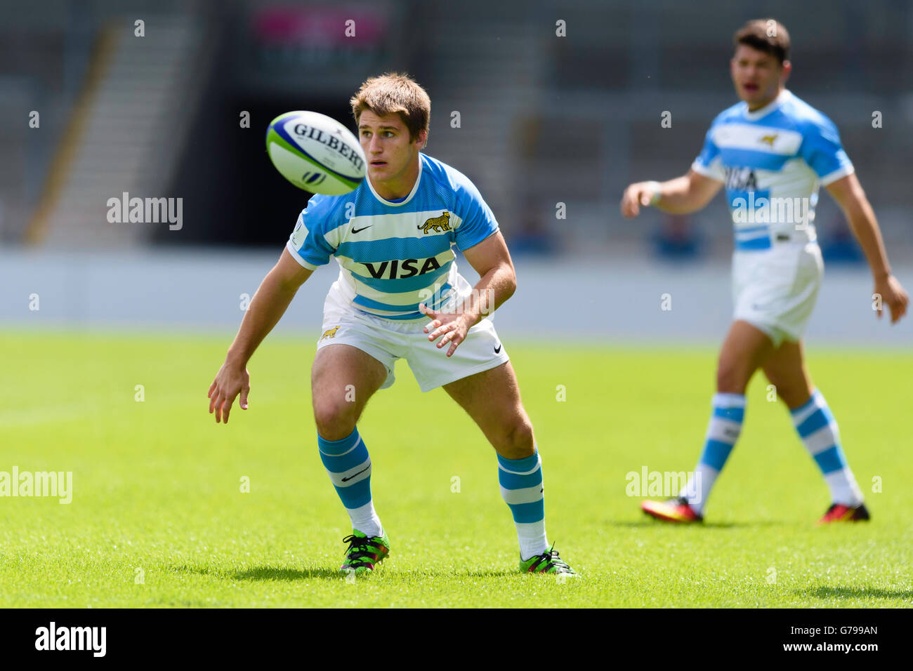 Manchester, UK. 25. Juni 2016. Argentiniens Tomas Malans in Aktion während der World Rugby U20 Meisterschaft 2016 zwischen Argentinien Vs South Africa bei AJ-Bell-Stadion in Manchester, England. Bildnachweis: Taka Wu/Alamy Live-Nachrichten Stockfoto