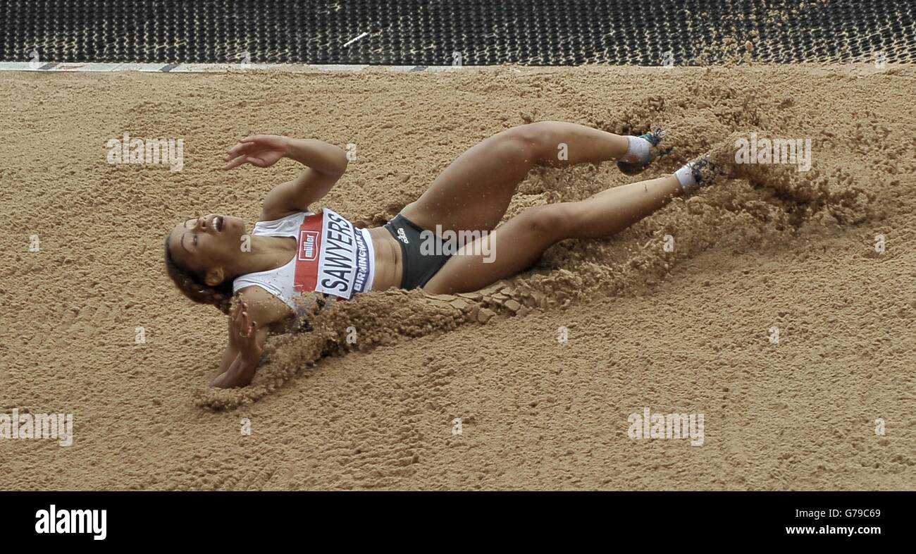 Birmingham, Vereinigtes Königreich. 26. Juni 2016. Jazmin Säger (Stoke) gewinnt Weitsprung Frauen. Britische Meisterschaften. Alexander-Stadion. Birmingham. VEREINIGTES KÖNIGREICH. 26.06.2016. Bildnachweis: Sport In Bilder/Alamy Live-Nachrichten Stockfoto