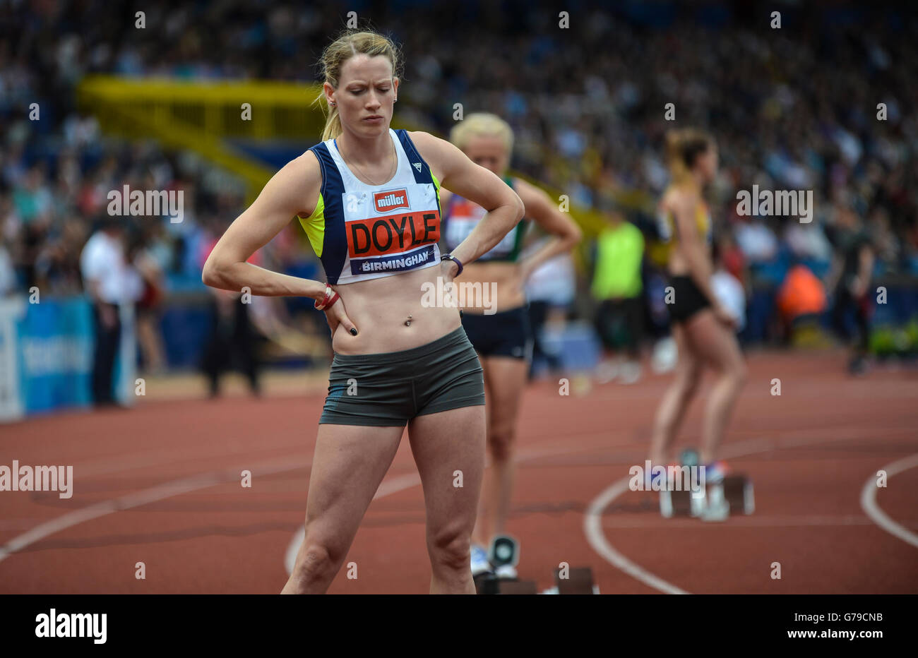 Alexander-Stadion, Birmingham, UK. 26. Juni 2016. Britische Meisterschaften. Eilidh Doyle vor dem Start von ihrem 400-m-final. © Aktion Plus Sport/Alamy Live-Nachrichten Stockfoto