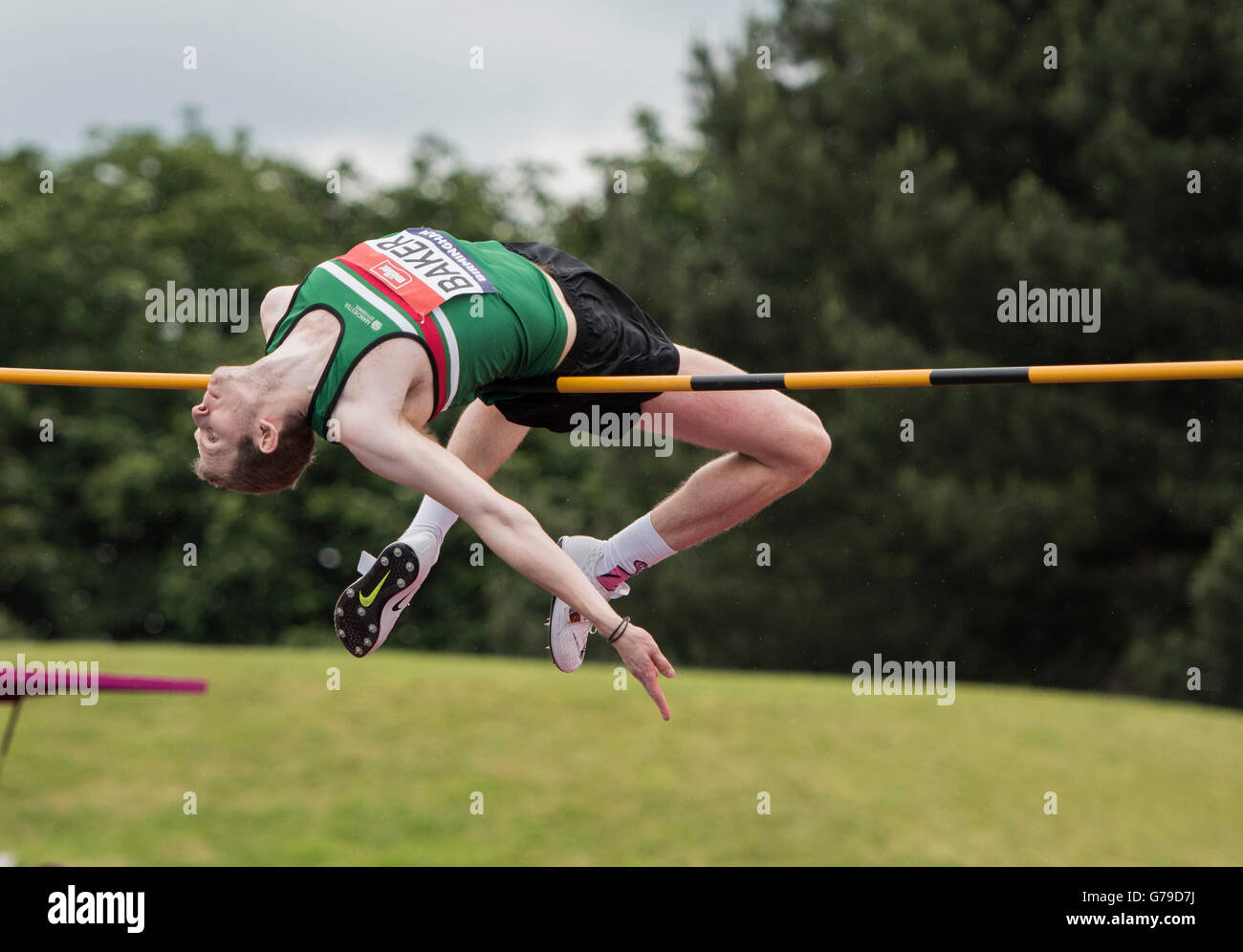 Alexander-Stadion, Birmingham, UK. 26. Juni 2016. Der britischen Leichtathletik-Weltmeisterschaft 2016. Chris Baker konkurriert in der Mens High Jump Finale bei der britischen Leichtathletik-Weltmeisterschaft in Birmingham. © Aktion Plus Sport/Alamy Live-Nachrichten Stockfoto