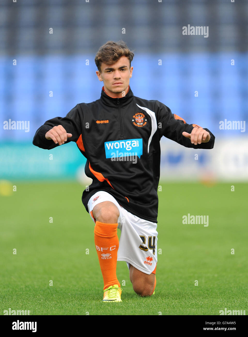 Fußball - Capital One Cup - erste Runde - Shrewsbury Town / Blackpool - Greenhous Meadow. Dominic Telford, Blackpool Stockfoto