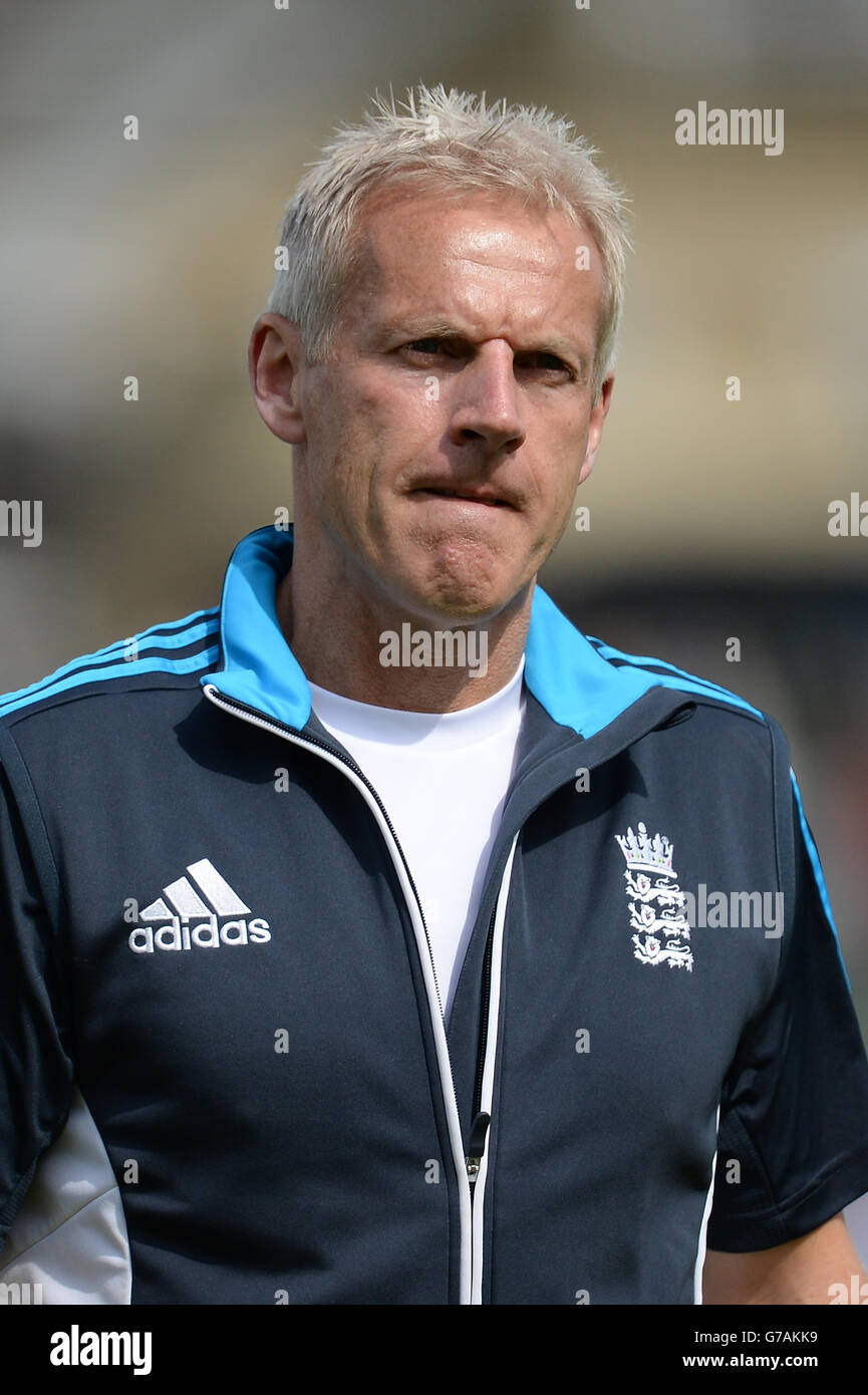 Cricket - Investec Test Series - Fünfter Test - England gegen Indien - erster Tag - das Kia Oval. England-Cheftrainer Peter Moores Stockfoto