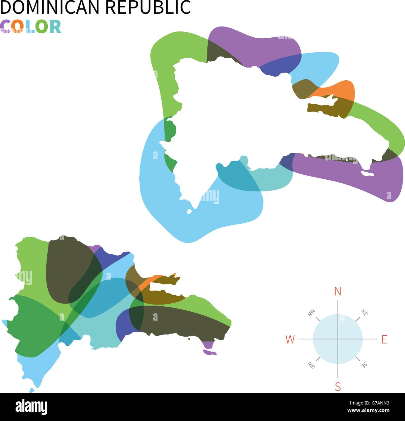 Abstrakte Farbe Vektorkarte von Dominikanische Republik Stock Vektor