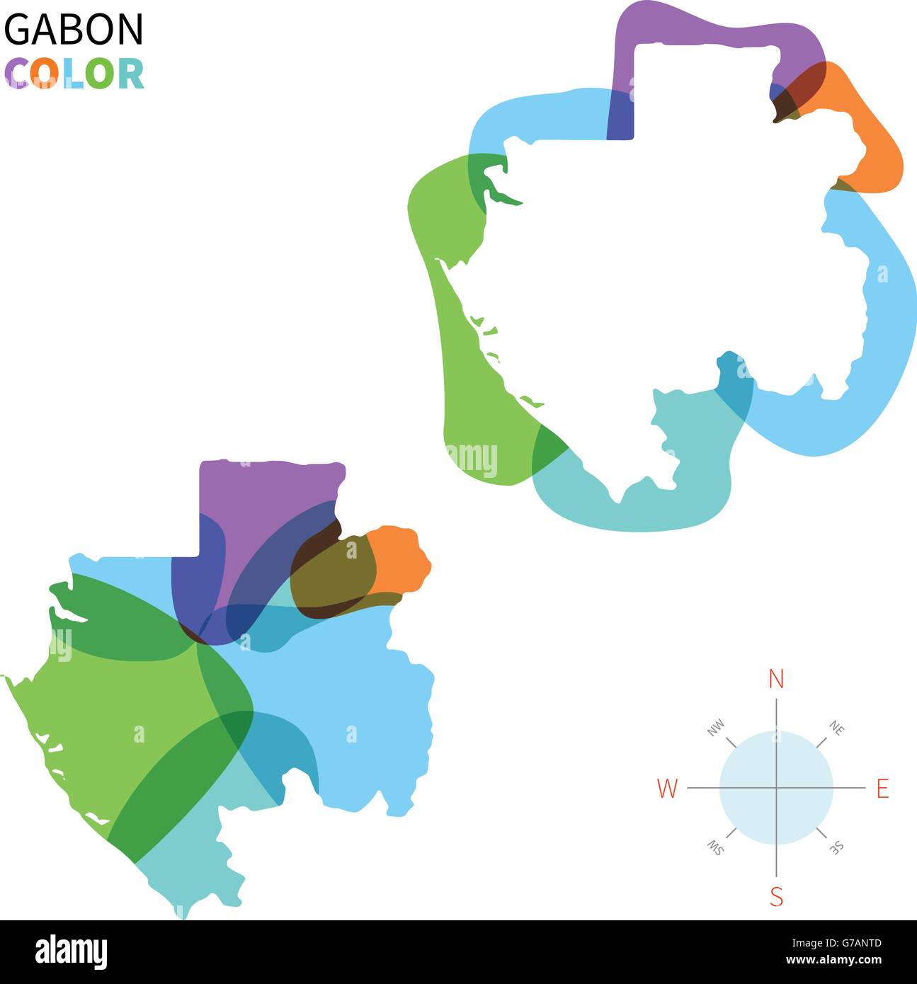 Abstrakte Farbe Vektorkarte von Gabun Stock Vektor