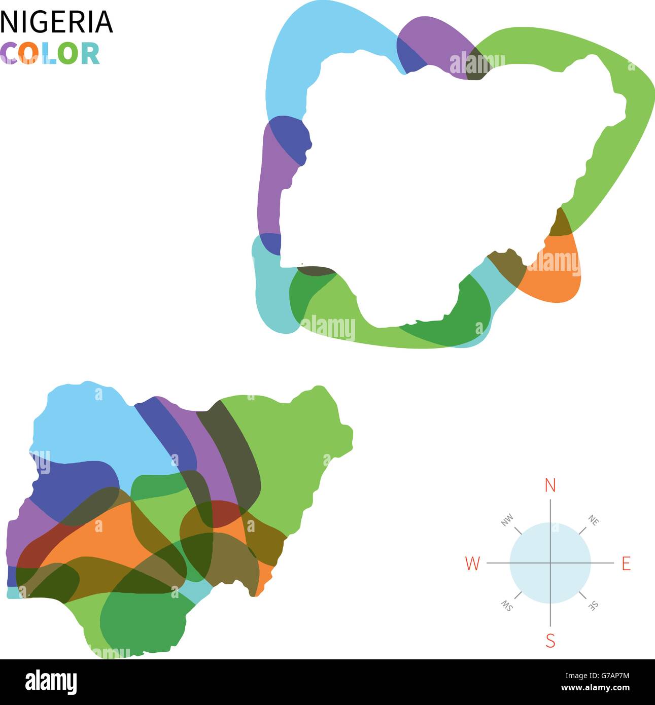 Abstrakte Farbe Vektorkarte von Nigeria Stock Vektor