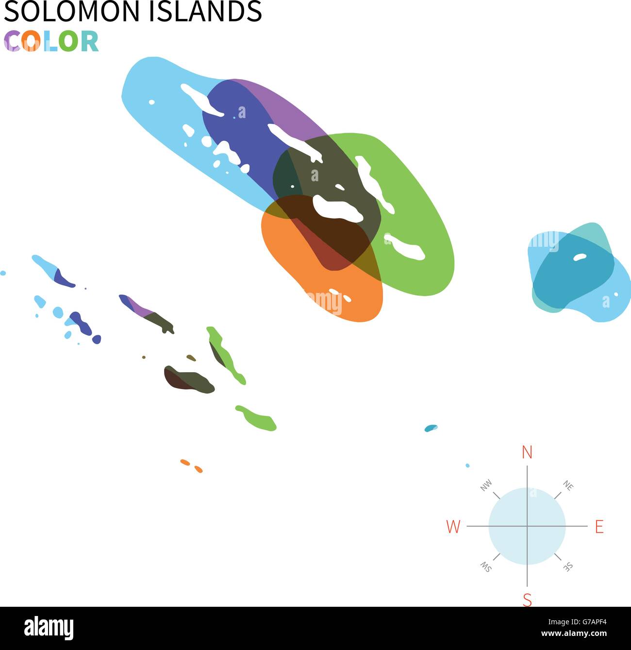 Abstrakte Farbe Vektorkarte von Salomonen Stock Vektor