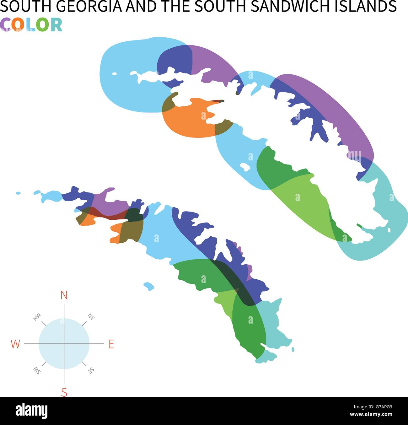 Abstrakte Farbe Vektorkarte von Süd-Georgien und Sandwich Inseln Stock Vektor