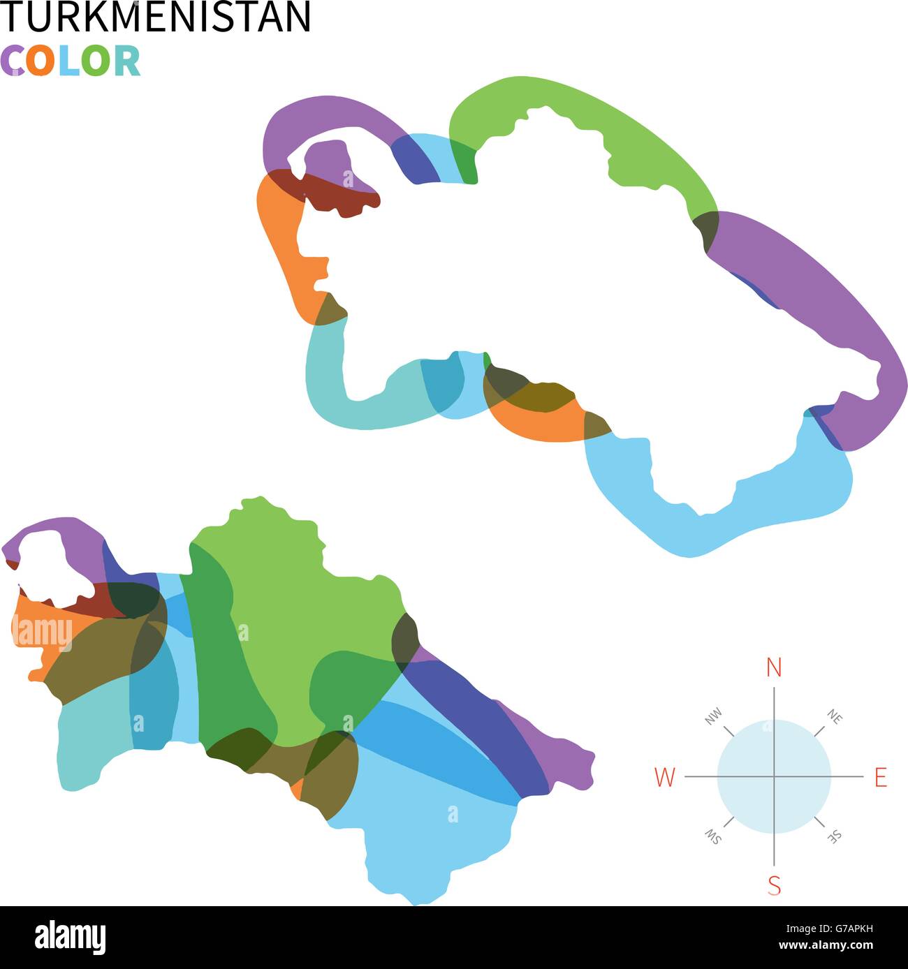 Abstrakte Farbe Vektorkarte von Turkmenistan Stock Vektor