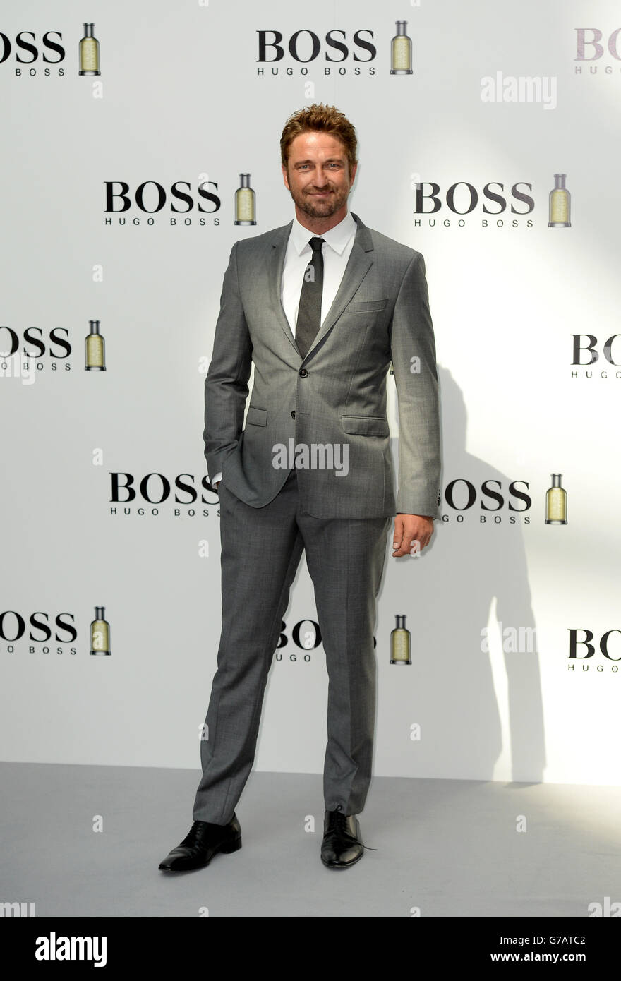 Gerard Butler während einer Auftaktveranstaltung für Boss in Flaschen im Westfield Shopping Centre, Shepherds Bush, London. Stockfoto