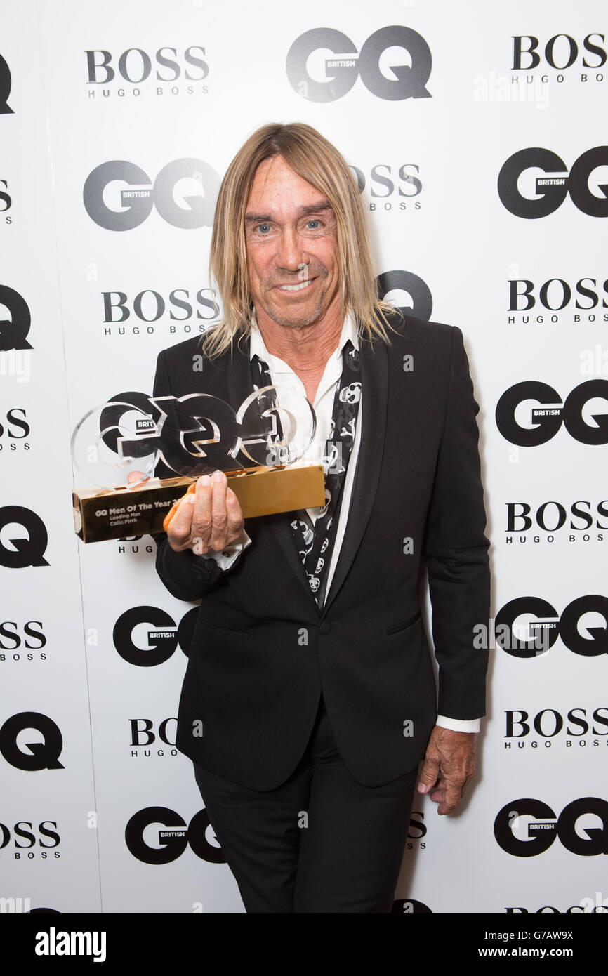 GQ Men of the Year Awards 2014 - London. Iggy Pop nach dem Gewinn des Icon Award bei den GQ Men of the Year Awards im Royal Opera House, London. Stockfoto