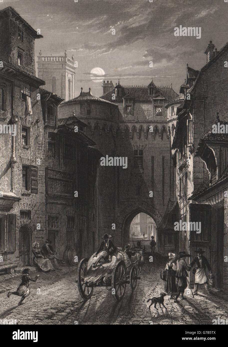 RENNES. Porte Mordelaise. Ille-et-Vilaine, antike print 1844 Stockfoto