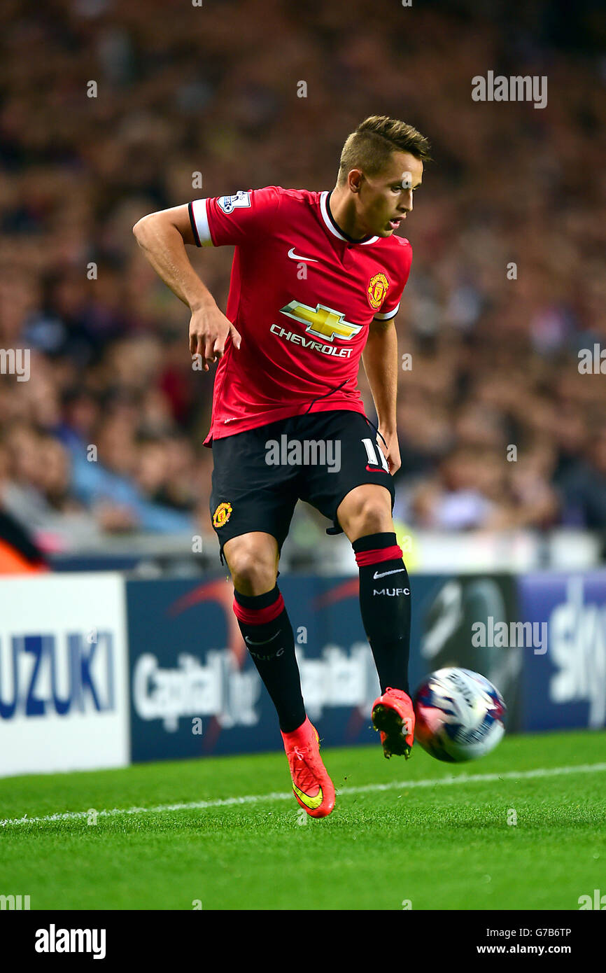 Fußball - Capital One Cup - zweite Runde - Milton Keynes Dons gegen Manchester United - Stadion:mk. Adnan Januzaj, Manchester United. Stockfoto