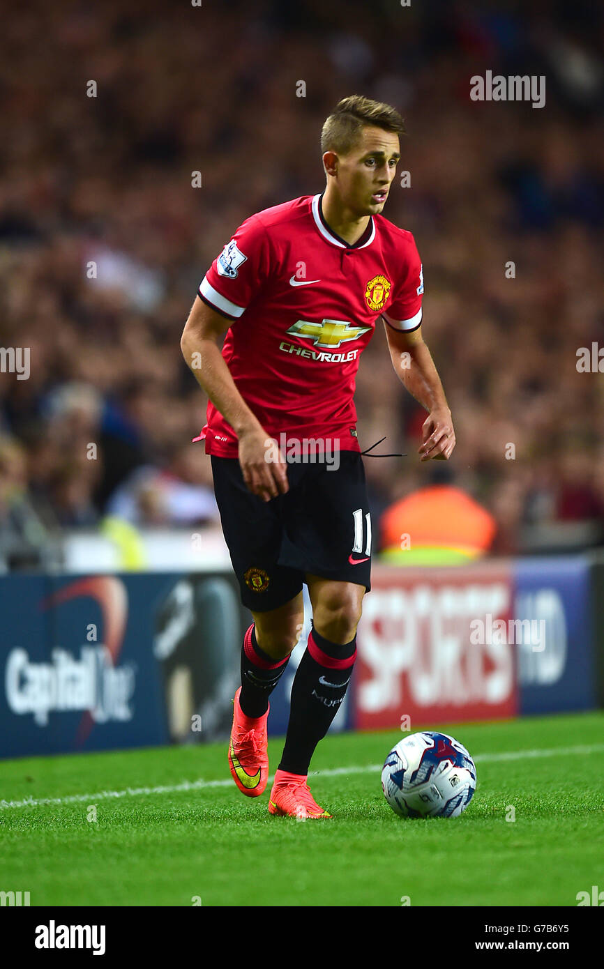 Fußball - Capital One Cup - zweite Runde - Milton Keynes Dons gegen Manchester United - Stadion:mk. Adnan Januzaj, Manchester United. Stockfoto