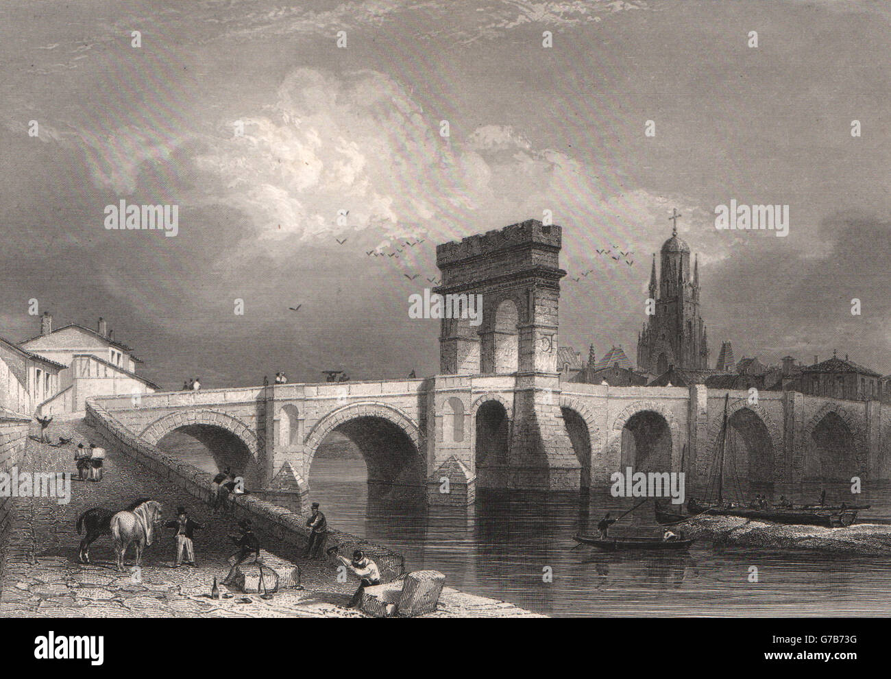 SAINTES. Charente-Maritime, antike print 1844 Stockfoto