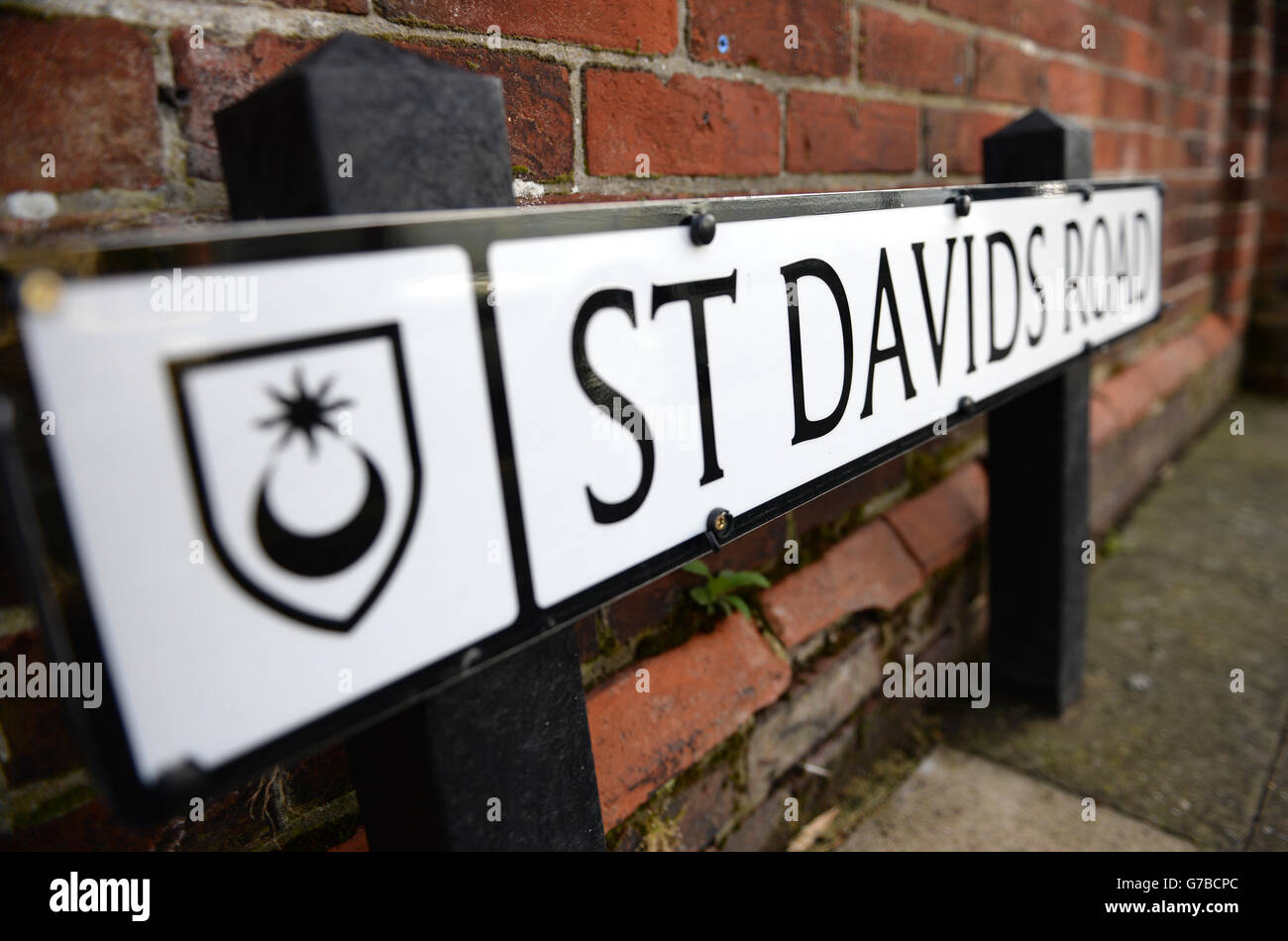 Ein Schild zur St Davids Road in Southsea, Portsmouth, wo Brett und Naghemeh King mit ihrem Sohn Ashya leben, heißt es in Berichten. Stockfoto
