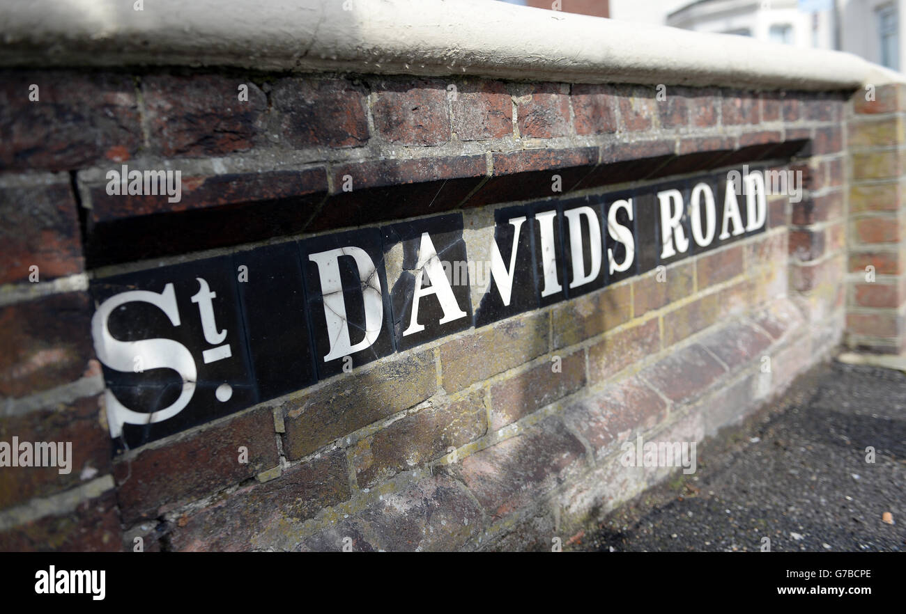 Ein Schild zur St Davids Road in Southsea, Portsmouth, wo Brett und Naghemeh King mit ihrem Sohn Ashya leben, heißt es in Berichten. Stockfoto