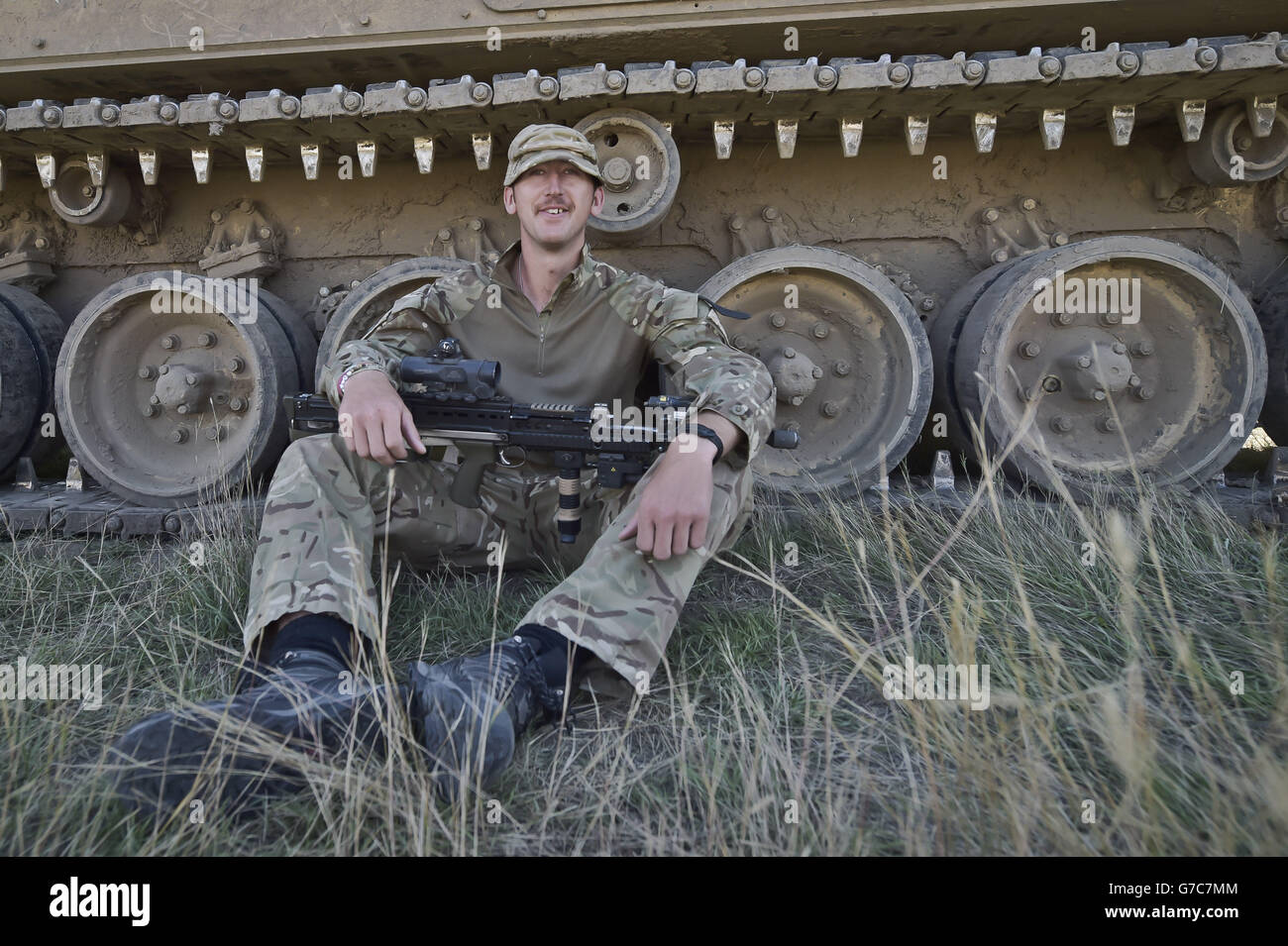 Zuvor unveröffentlichtes Bild vom 19/09/14 von Korporal Paul Barrett, 27, 1 Yorks, aus Barnsley bei der Übung Prarie Storm bei der British Army Training Unit Suffield (BATUS) in Calgary, Kanada. Stockfoto