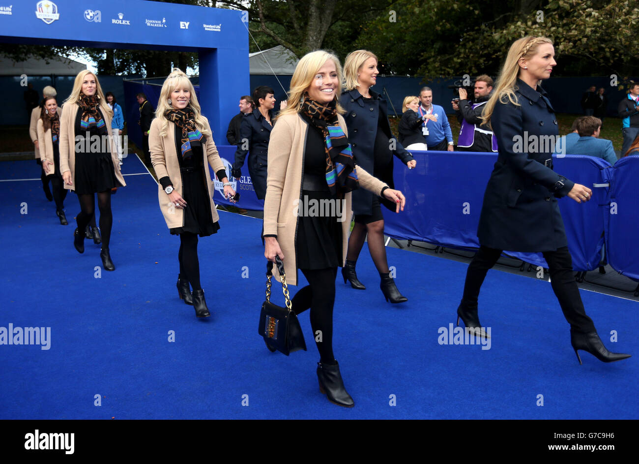 Golf - 40. Ryder Cup - Praxis Tag drei - Gleneagles. Amy Mickelson aus den USA kommt zur Eröffnungszeremonie des 40. Ryder Cup auf dem Gleneagles Golf Course, Perthshire. Stockfoto