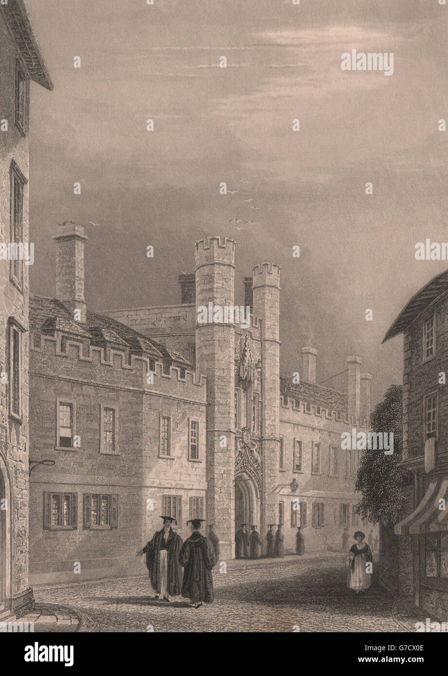 Christi COLLEGE in Cambridge. LE KEUX, antiken print 1841 Stockfoto