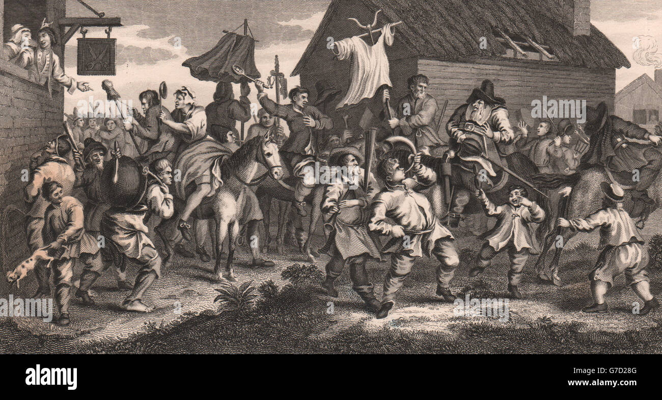 HUDIBRAS. "Begegnungen der Skimmington". Nach William HOGARTH drucken alten 1833 Stockfoto