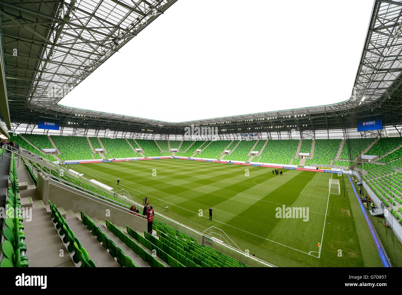Fußball - UEFA Euro 2016 - Qualifikation - Gruppe F - Ungarn / Nordirland - Albert Florian Stadium. Gesamtansicht des Albert Florian Stadions Stockfoto