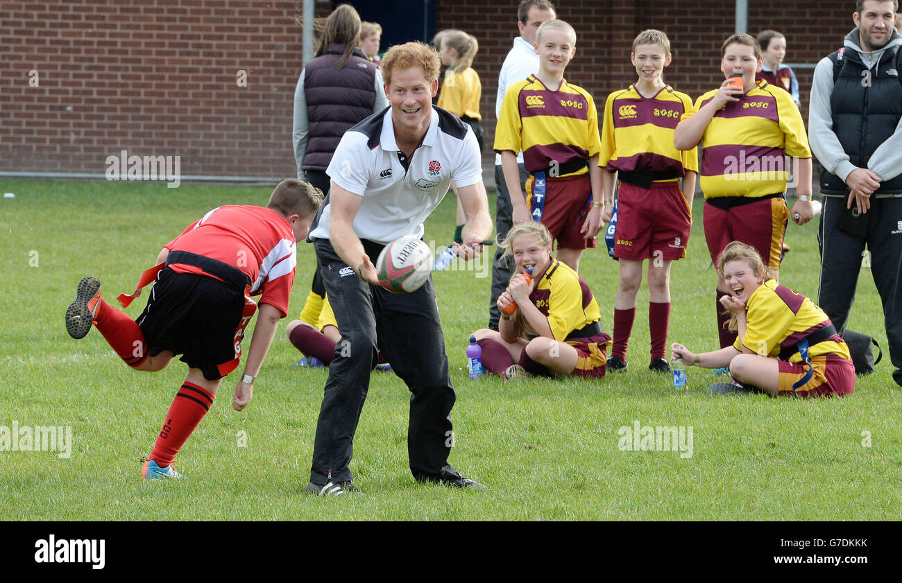 Prinz Harry besucht Rugby festival Stockfoto