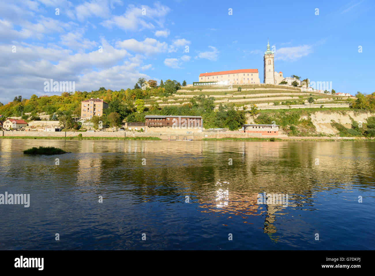 Schloss Mělník in Mělník (Melnik), Tschechische Republik, Stredocesky, Mittelböhmen, Fluss Labe (Elbe), Mittelböhmen, Stockfoto