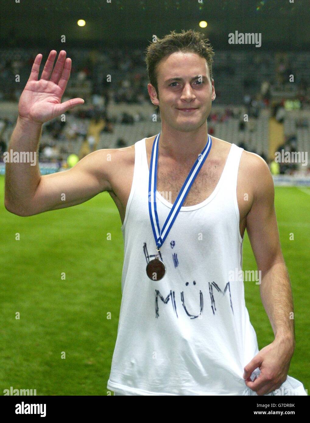 Gary Lucy beim Live-Finale von Sky One im St James' Park in Newcastle spielte ein prominentes Team mit einem Football Legends XI. Stockfoto