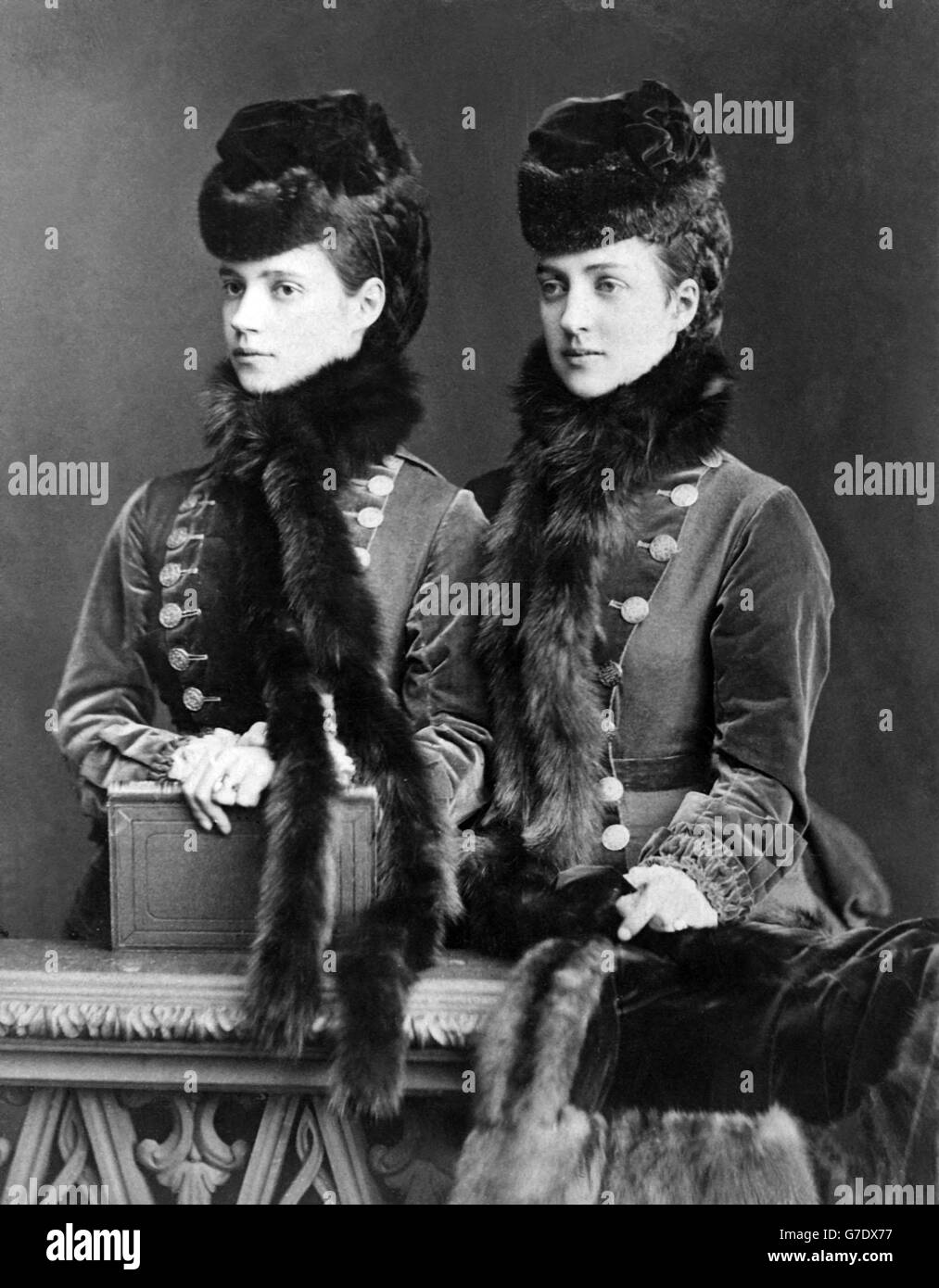 Königin Alexandra. Königin Alexandra und Ex-Kaiserin Marie von Russland. Stockfoto