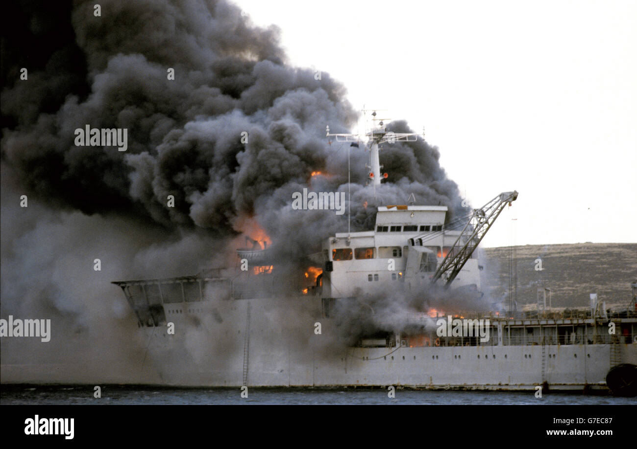 Falkland-Inseln: Konflikt - die Royal Navy - RFA Sir Galahad - Bluff Cove - 1982 Stockfoto