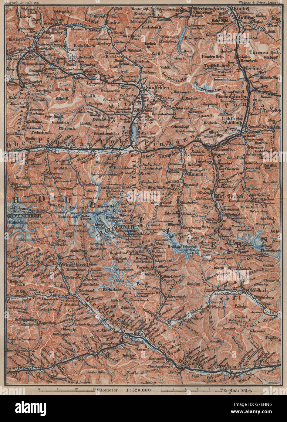 HOHE TAUERN Kitzbühel Bad Gastein Lienz Berchtesgaden Großglockner, 1905-Karte Stockfoto