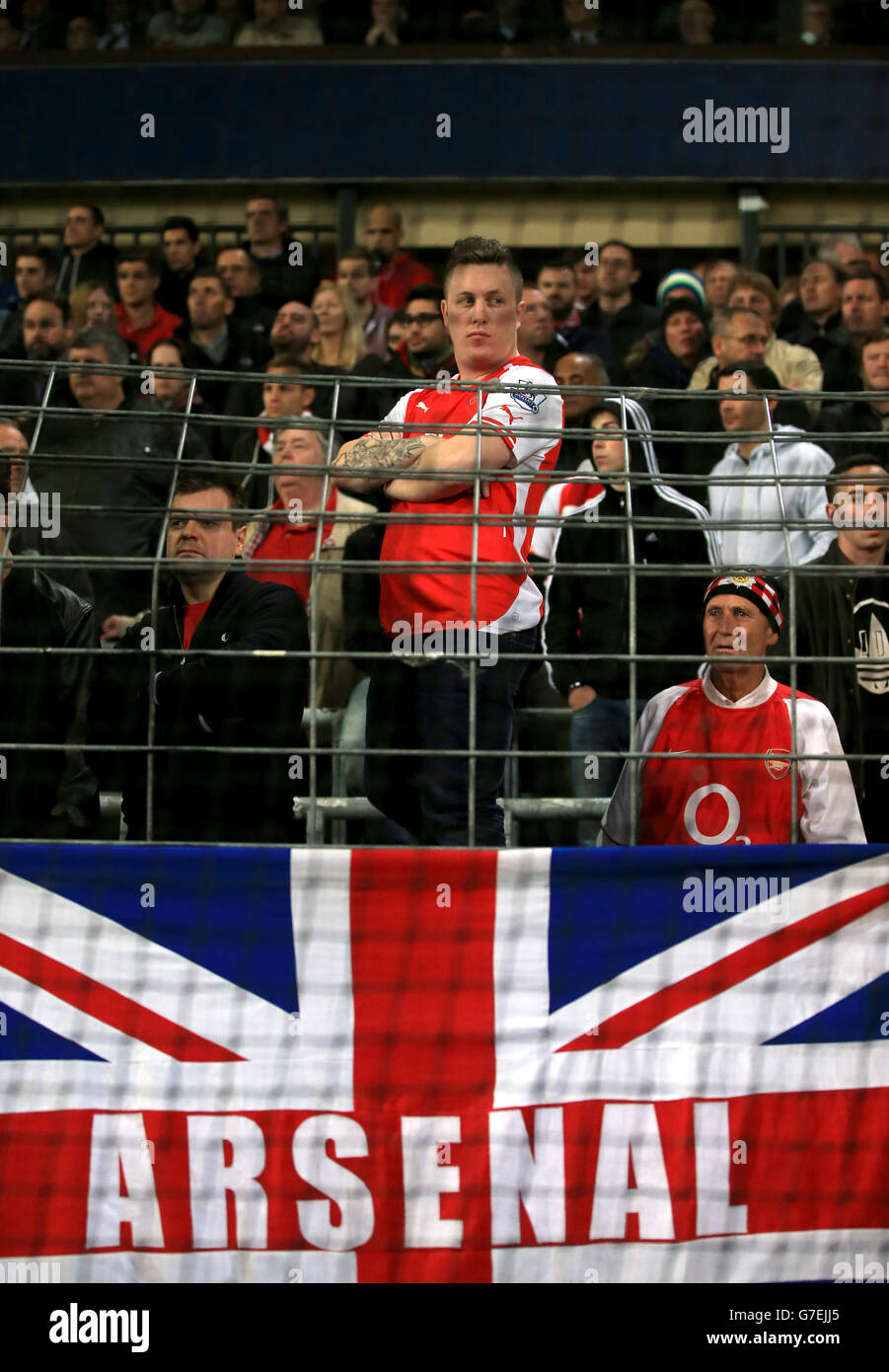 Fußball - UEFA Champions League - Gruppe D - RSC Anderlecht / Arsenal - Constant Vanden Stock Stadium. Arsenal Fans auf den Tribünen Stockfoto