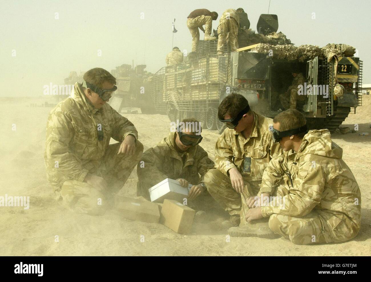 Black Watch Soldaten öffnen Beitrag Stockfoto