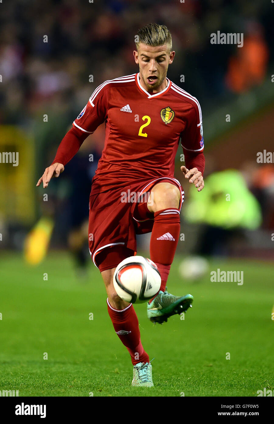 Fußball - UEFA Euro 2016 - Qualifikation - Gruppe B - Belgien gegen Wales - King Baudouin Stadium. Toby Alderweireld, Belgien Stockfoto