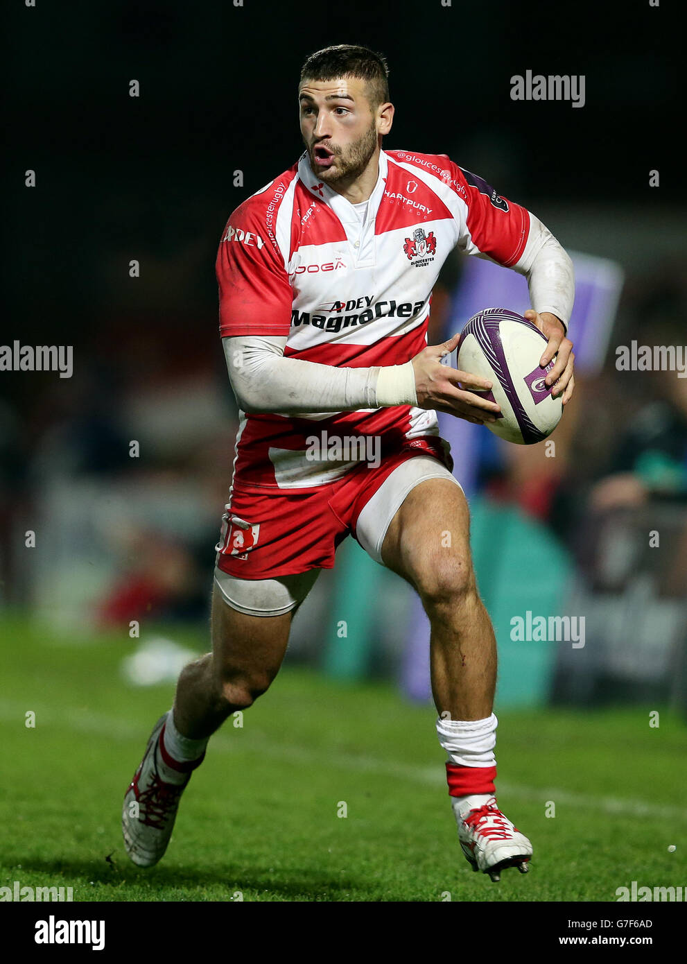 Gloucester's Jonny May während des European Rugby Challenge Cup Spiels im Kingsholm Stadium, Gloucester. DRÜCKEN Sie VERBANDSFOTO. Bilddatum: Donnerstag, 16. Oktober 2014. Siehe PA Story RUGBYU Gloucester. Bildnachweis sollte David Davies/PA Wire lesen. Stockfoto