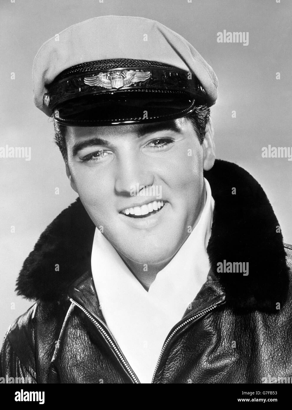 Film - Es geschah auf der Weltausstellung - Elvis Presley. Elvis Presley in der Rolle als Flieger für seine Rolle in MGM's IT Happened at the World's Fair. Stockfoto