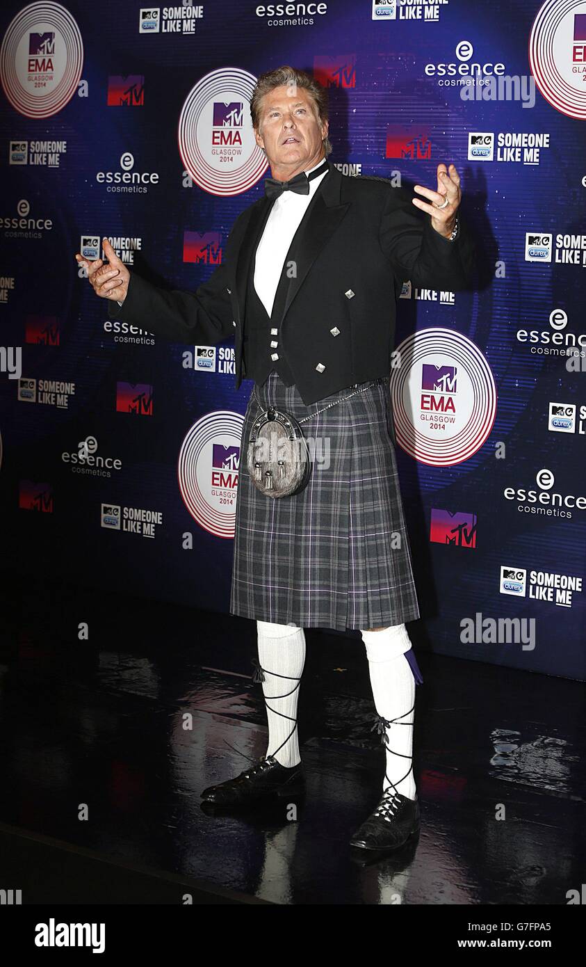 MTV Europe Music Awards - Ankünfte - Glasgow. David Hasselhoff bei der Verleihung der MTV Europe Music Awards 2014 beim SSE Hydro, Glasgow, Schottland. Stockfoto