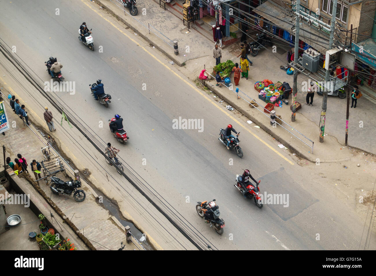 Luftaufnahme von einer Straße in Kathmandu, Nepal Stockfoto