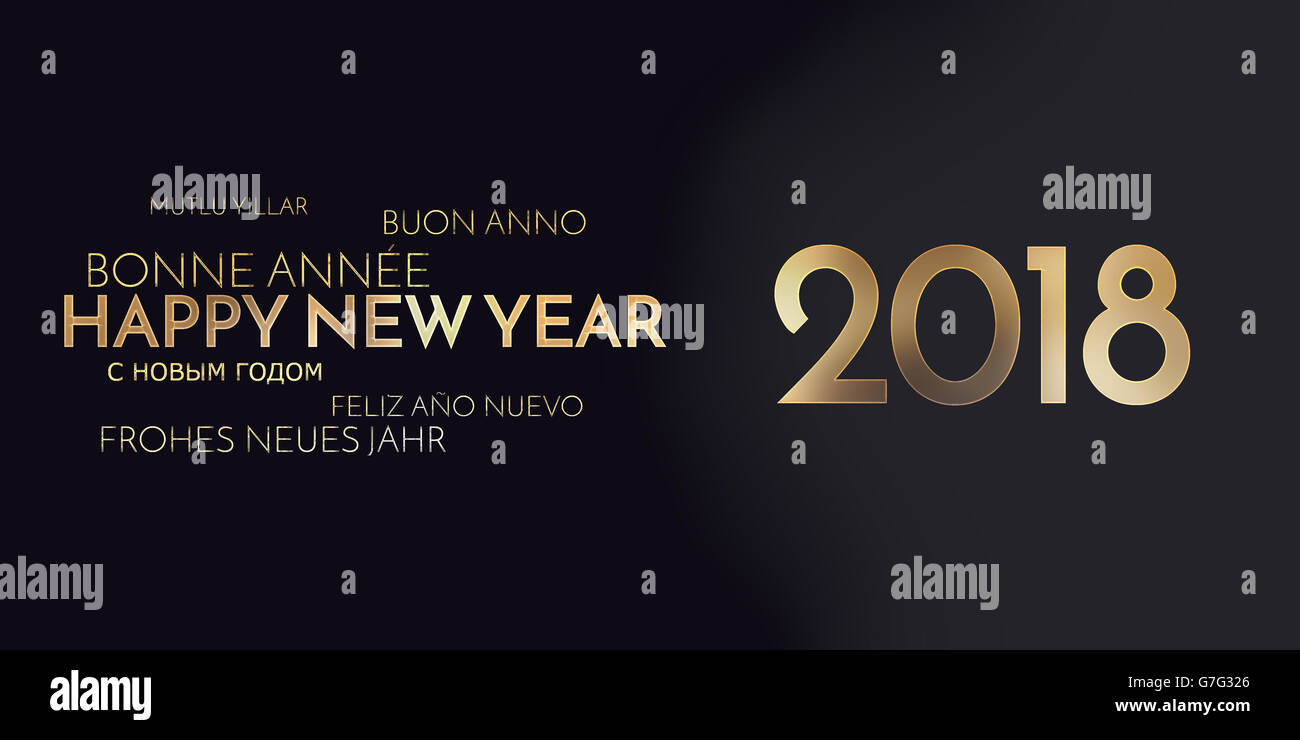 Mehrsprachige Prosit Neujahr Hintergrund Goldener Schrift Stockfotografie Alamy