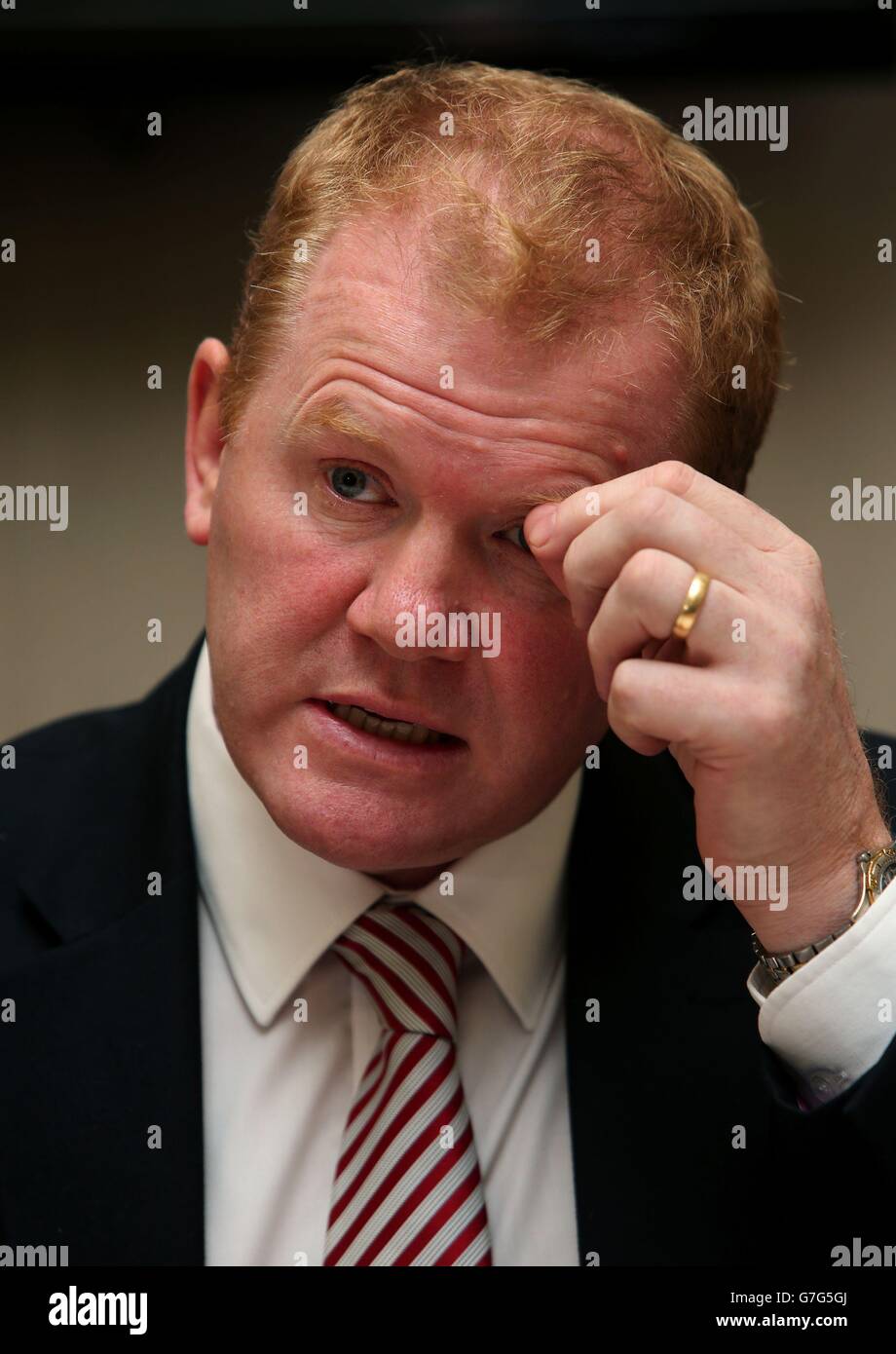 Paudie Coffey, Staatsminister im Umweltministerium, bei der Einführung der Strategie für den sozialen Wohnungsbau im Zollhaus, Dublin. Stockfoto