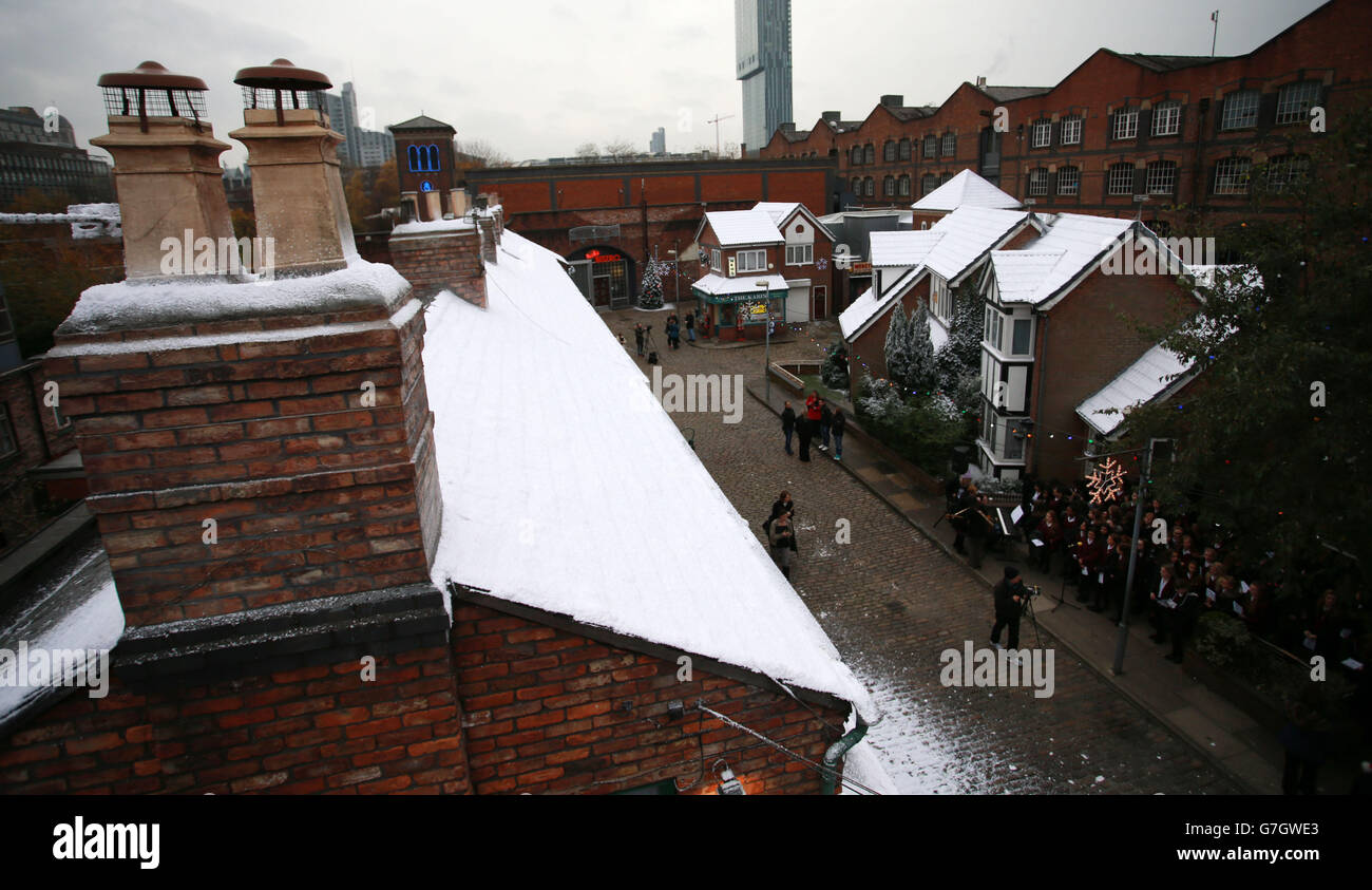 Weihnachten auf der Coronation Street - Manchester Stockfoto