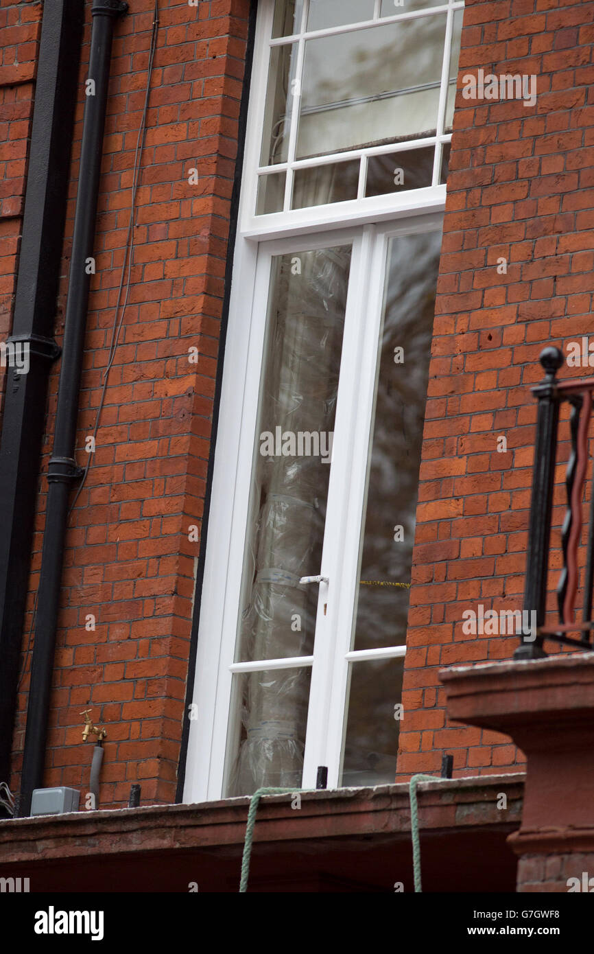 Die Szene im Cadogan Square, London, nach einem Balkon zusammengebrochen, zwei Männer getötet und verletzt mindestens sechs andere. Stockfoto