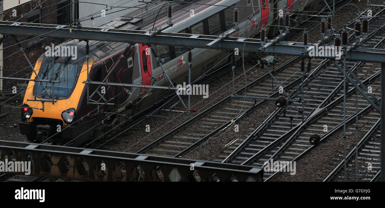 Leeds-Zug-Bahnhof-Lager Stockfoto