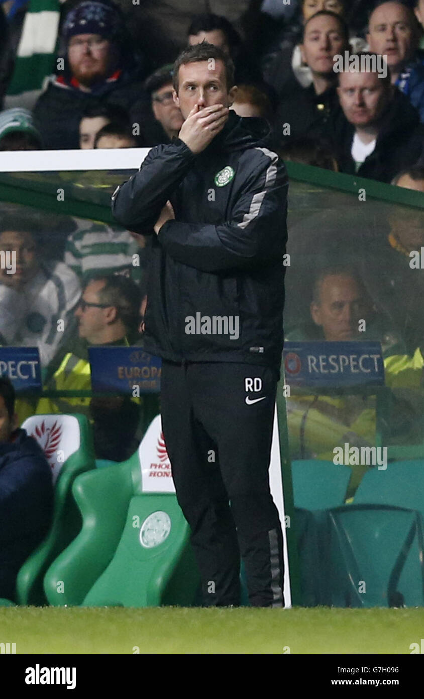 Celtic Manager Ronny Deila beim Spiel der UEFA Europa League im Celtic Park, Glasgow. Stockfoto
