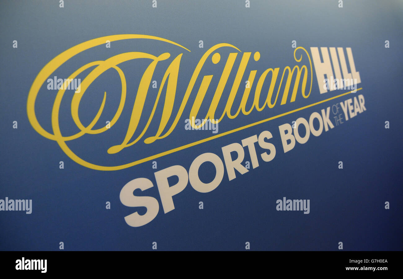 William Hill Sports Book of the Year Award. Detailansicht der Beschilderung für den William Hill Sports Book of the Year Award Stockfoto