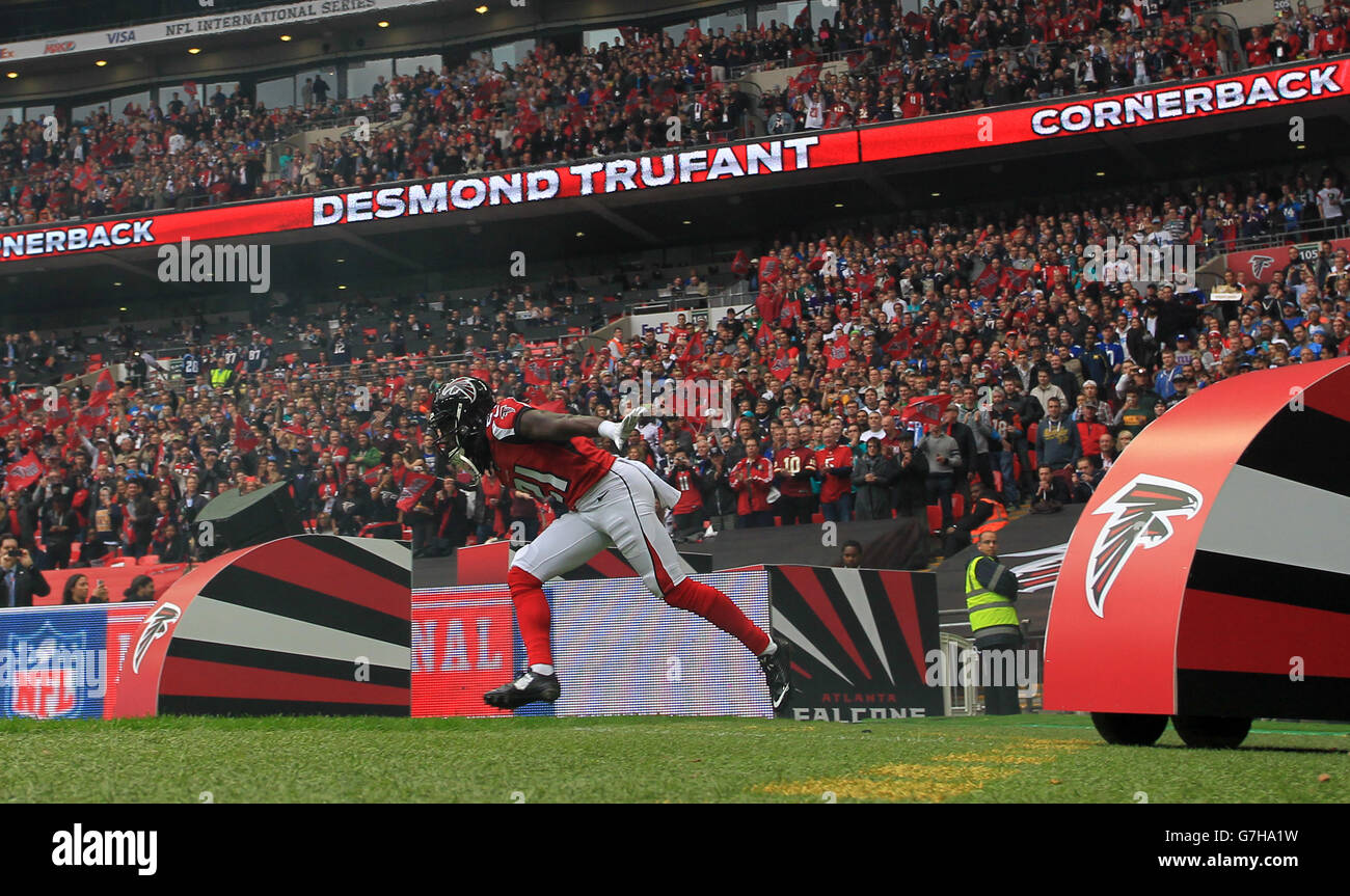 American Football - NFL International Series 2014 - Detroit Lions / Atlanta Falcons - Wembley Stadium. Desmond Trufant, Atlanta Falcons' Corner Zurück Stockfoto