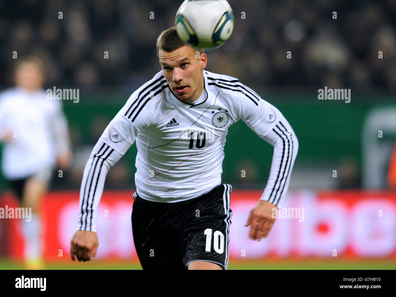 Lukas Podolski, Deutschland, Fußball-Länderspiel, Freundschaftsspiel, Deutschland - Niederlande 3:0, Imtech Arena, Hamburg Stockfoto